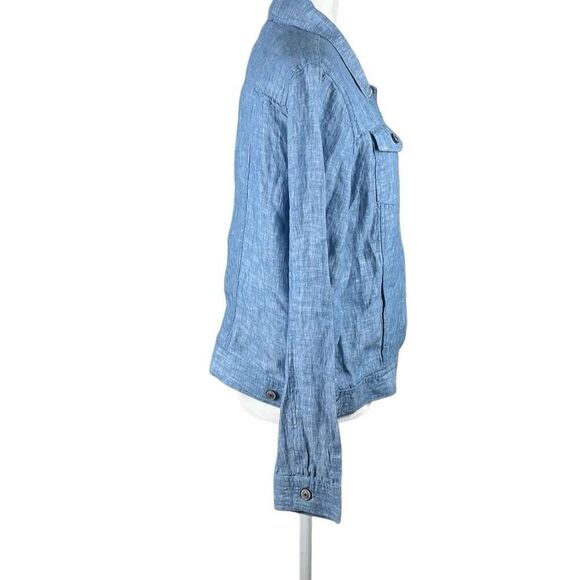 100% Linen Trucker Style Jacket L - Picture 5 of 16